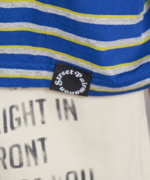 PAIRMANON STREET（ペアマノンストリート）の「【綿100%】先染め マルチボーダー ロンT【PAIRMANON STREET】（Tシャツ/カットソー・キッズ・ブラウン/レッド/ブラック/ブルー・150/130/120/110/100/90/160/140）」の19枚目の写真