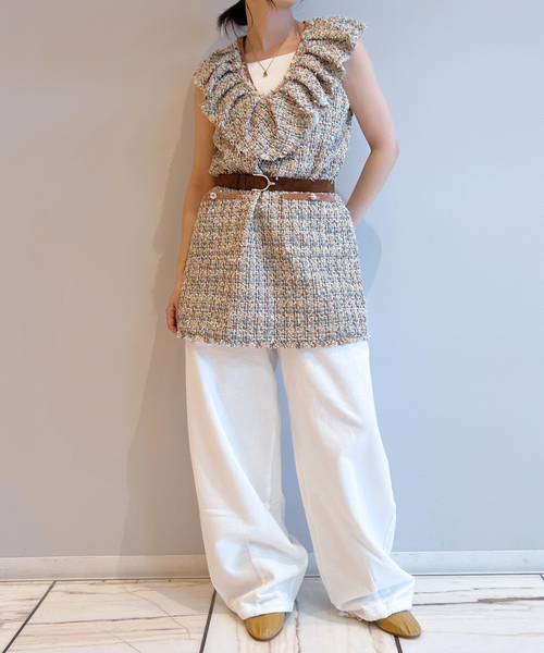 IENA LA BOUCLE（イエナラブークル）の「IENA LA BOUCLE LINTONツィードミニドレス（ワンピース・レディース・ベージュ系その他・FREE）」の2枚目の写真