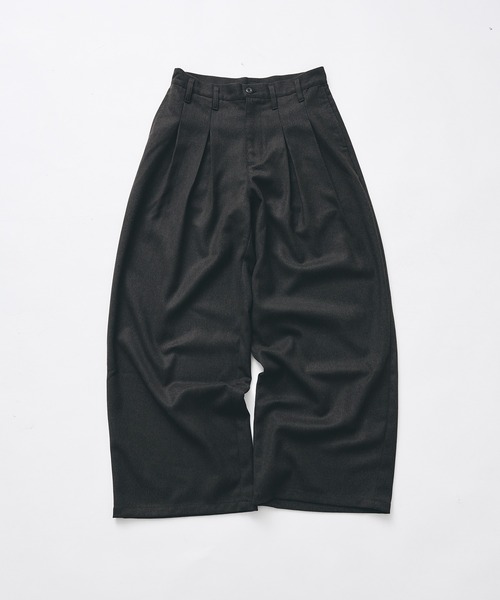 Adoon plain(アドーンプレーン)の「Wool-Like Box-Pleated Wide Slacks / ウールライクボックスタックワイドスラックス(スラックス・メンズ・チャコールグレー/ブラウン・MEDIUM/SMALL/LARGE)」の6枚目の写真