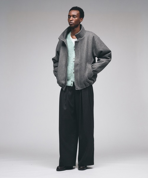 Adoon plain(アドーンプレーン)の「Wool-Like Box-Pleated Wide Slacks / ウールライクボックスタックワイドスラックス(スラックス・メンズ・チャコールグレー/ブラウン・MEDIUM/SMALL/LARGE)」の5枚目の写真