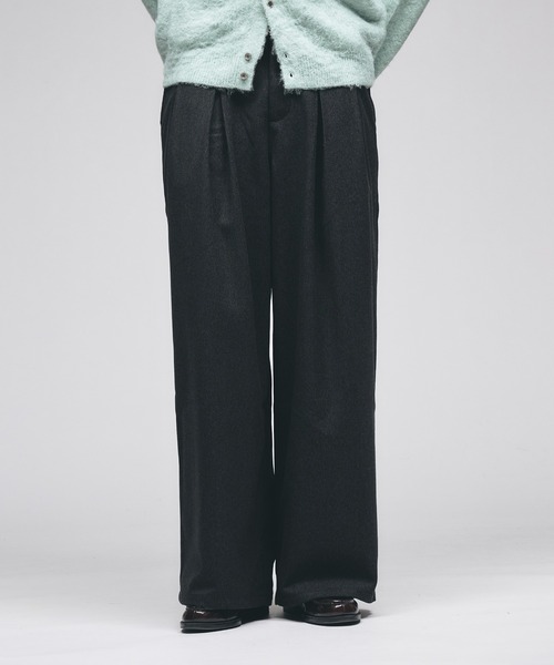 Adoon plain(アドーンプレーン)の「Wool-Like Box-Pleated Wide Slacks / ウールライクボックスタックワイドスラックス(スラックス・メンズ・チャコールグレー/ブラウン・MEDIUM/SMALL/LARGE)」の12枚目の写真