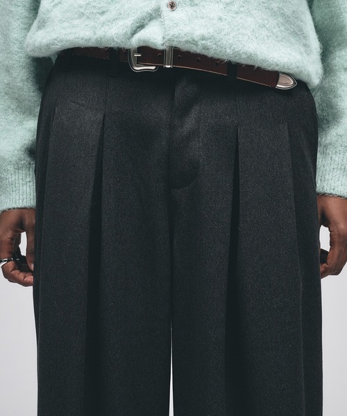 Adoon plain(アドーンプレーン)の「Wool-Like Box-Pleated Wide Slacks / ウールライクボックスタックワイドスラックス(スラックス・メンズ・チャコールグレー/ブラウン・MEDIUM/SMALL/LARGE)」の14枚目の写真