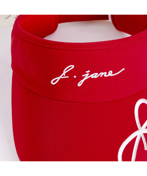 J.JANE（ジェイジェーン）の「ロゴリボンサンキャップ（ローズレッド）（サンバイザー・レディース・その他・FREE）」の4枚目の写真