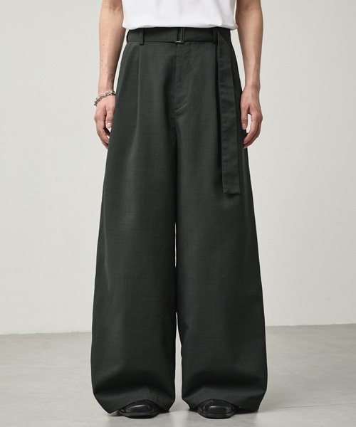 CALLNE】 High-twist Linen-like Wide Straight Slacks / 強撚リネン
