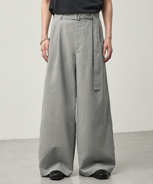 CALLNE】 High-twist Linen-like Wide Straight Slacks / 強撚リネン