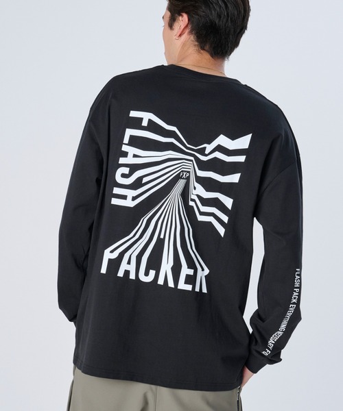 FLASH PACKER(フラッシュパッカー)の「FLASH PACKER フラッシュパッカー DrySilkyCotton プリントロングスリーブTシャツ // XLT-FAULT(Tシャツ/カットソー・メンズ・ホワイト/ブラック・MEDIUM/LARGE)」の12枚目の写真