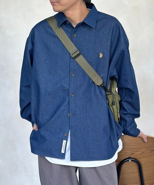 セール】【U.S. POLO ASSN.】1ポイント刺繍デニムシャツ（シャツ