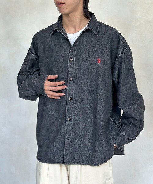 セール】【U.S. POLO ASSN.】1ポイント刺繍デニムシャツ（シャツ