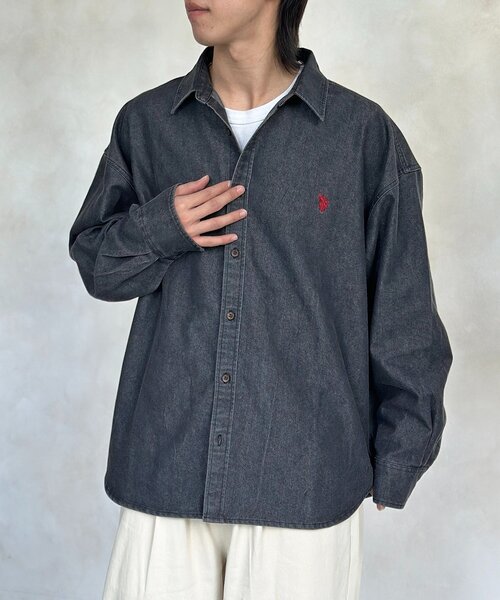 CPCM(シーピーシーエム)の「【U.S. POLO ASSN.】1ポイント刺繍デニムシャツ(シャツ/ブラウス・メンズ・ネイビー/ブルー/ブラック・LARGE/MEDIUM)」の4枚目の写真