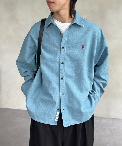 CPCM(シーピーシーエム)の「【U.S. POLO ASSN.】1ポイント刺繍デニムシャツ(シャツ/ブラウス・メンズ・ネイビー/ブルー/ブラック・LARGE/MEDIUM)」の12枚目の写真