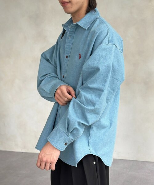CPCM(シーピーシーエム)の「【U.S. POLO ASSN.】1ポイント刺繍デニムシャツ(シャツ/ブラウス・メンズ・ネイビー/ブルー/ブラック・LARGE/MEDIUM)」の13枚目の写真