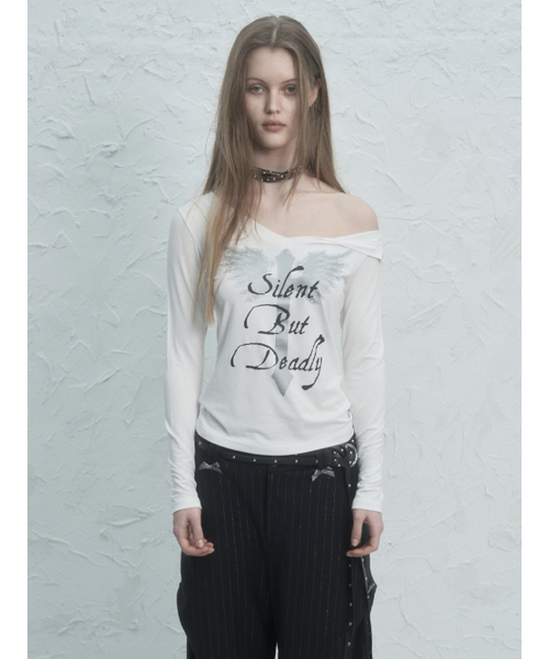 SETUP-EXE(セットアップイーエックスイー)の「V-NECK CROSS TOP / WHITE(Tシャツ/カットソー・レディース・その他・ONE SIZE)」の2枚目の写真