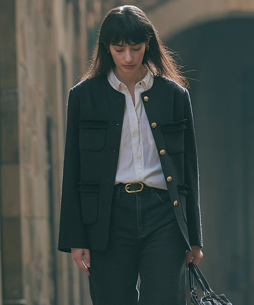 Oversized tweed jacket TIFA01JK04_Black