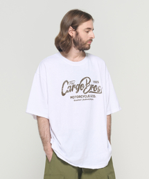 (ビッグサイズ) モーターサイクルロゴ半袖Tシャツ (ホワイト)
