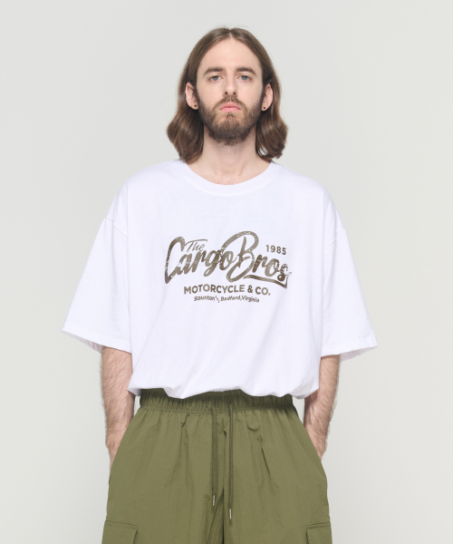 CARGOBROS(カーゴブロス)の「(ビッグサイズ) モーターサイクルロゴ半袖Tシャツ (ホワイト)(Tシャツ/カットソー・メンズ・その他・FREE)」の2枚目の写真