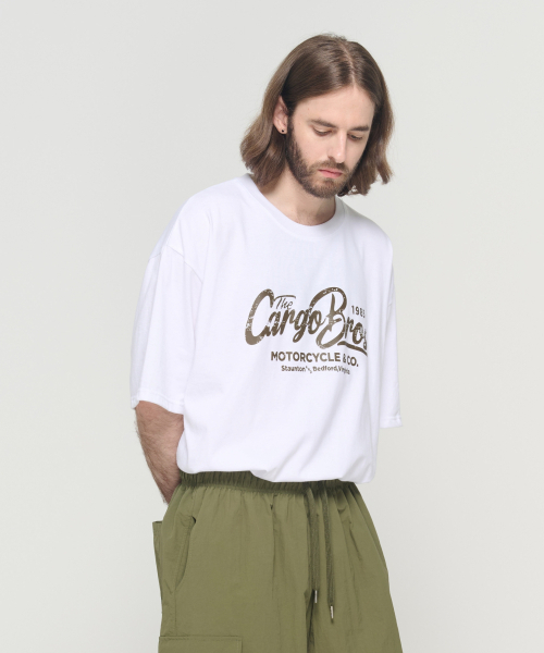 CARGOBROS(カーゴブロス)の「(ビッグサイズ) モーターサイクルロゴ半袖Tシャツ (ホワイト)(Tシャツ/カットソー・メンズ・その他・FREE)」の5枚目の写真
