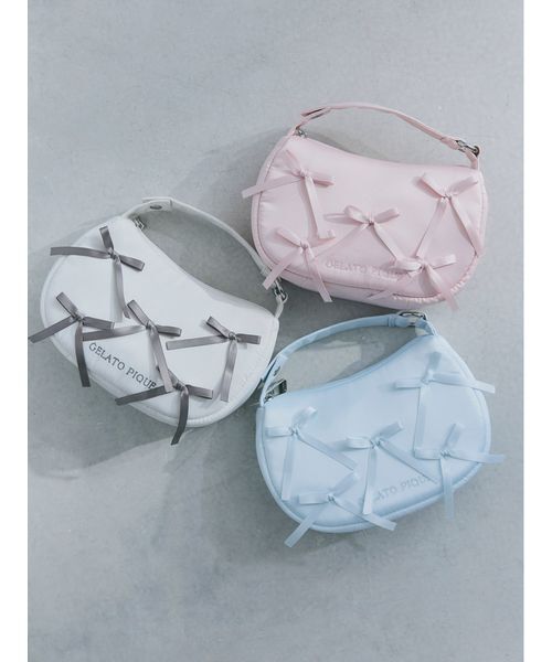gelato pique(ジェラートピケ)の「【USAGI ONLINE/ZOZO限定】リボンハンドルポーチ(ポーチ・レディース・オフホワイト/ブルー/ピンク・F)」の5枚目の写真