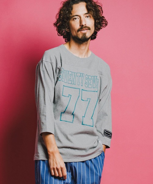 seventy seven(セブンティセブン)の「mt10174-middle onz half sleeve football t-shirt (77number) フットボールTシャツ(7726S190)(Tシャツ/カットソー・メンズ・ホワイト/ブラック/トップグレー・XL/L/M/S)」の5枚目の写真