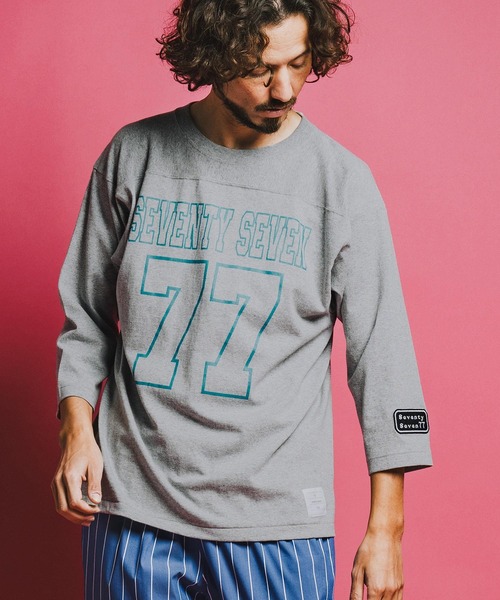 seventy seven(セブンティセブン)の「mt10174-middle onz half sleeve football t-shirt (77number) フットボールTシャツ(7726S190)(Tシャツ/カットソー・メンズ・ホワイト/ブラック/トップグレー・XL/L/M/S)」の6枚目の写真