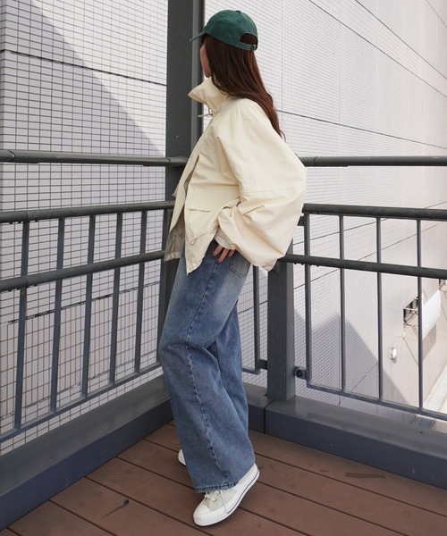 gossara（ゴサラ）の「合繊ツイルスタンドジャケット（ブルゾン・レディース・ブラック/アイボリー/ベージュ・FREE）」の17枚目の写真