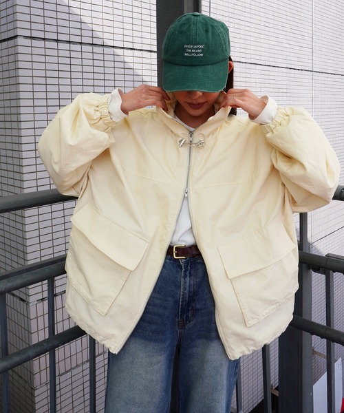 gossara（ゴサラ）の「合繊ツイルスタンドジャケット（ブルゾン・レディース・ブラック/アイボリー/ベージュ・FREE）」の18枚目の写真