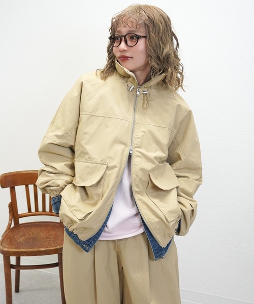 gossara（ゴサラ）の「合繊ツイルスタンドジャケット（ブルゾン・レディース・ブラック/アイボリー/ベージュ・FREE）」の14枚目の写真