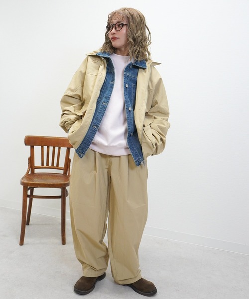 gossara（ゴサラ）の「合繊ツイルスタンドジャケット（ブルゾン・レディース・ブラック/アイボリー/ベージュ・FREE）」の9枚目の写真