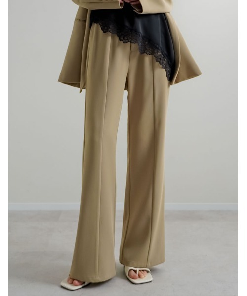 Re:EDIT（リエディ）の「[2026S/S COLLECTION][低身長/高身長サイズ有]ツイルキックフレアパンツ（スラックス・レディース・ブラック/モカ/ベージュ・SHORT/MEDIUM/TALL/LARGE）」の3枚目の写真