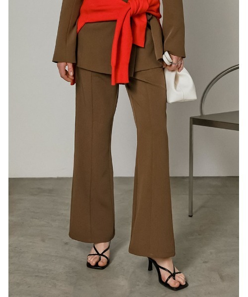 Re:EDIT（リエディ）の「[2026S/S COLLECTION][低身長/高身長サイズ有]ツイルキックフレアパンツ（スラックス・レディース・ブラック/モカ/ベージュ・SHORT/MEDIUM/TALL/LARGE）」の21枚目の写真