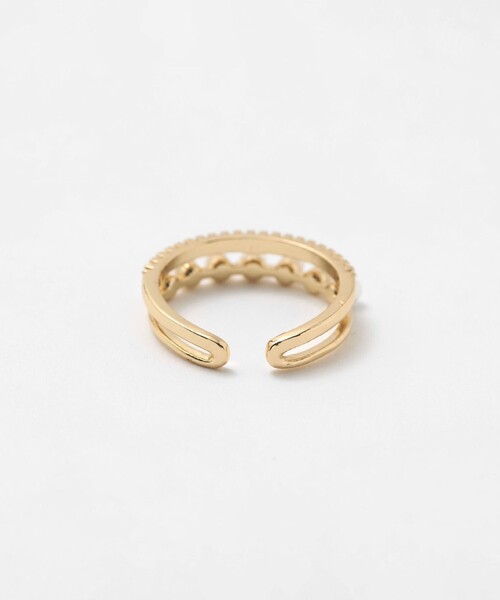 BEAUTY&YOUTH UNITED ARROWS（ビューティーアンドユースユナイテッドアローズ）の「パールモチーフ×ビジュー 2連リング（リング・レディース・ゴールド・FREE）」の2枚目の写真