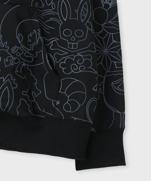 Psycho Bunny（サイコバニー）の「サイケデリック総柄 ストレッチフルジップパーカー（パーカー・メンズ・ブラック・LARGE/X-LARGE/SMALL/MEDIUM）」の11枚目の写真
