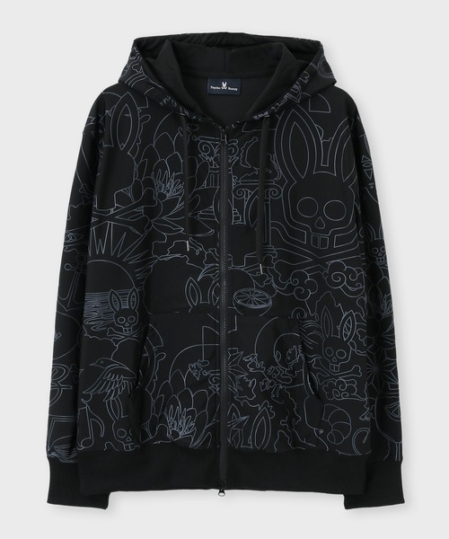 Psycho Bunny（サイコバニー）の「サイケデリック総柄 ストレッチフルジップパーカー（パーカー・メンズ・ブラック・LARGE/X-LARGE/SMALL/MEDIUM）」の8枚目の写真