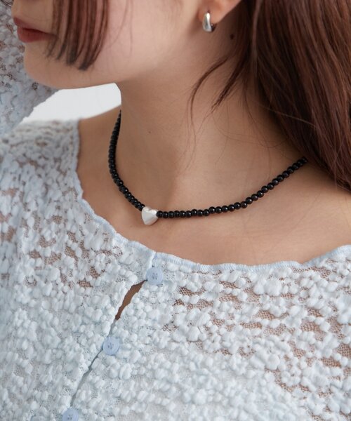 mystic（ミスティック）の「ハートビーズネックレス（リング・レディース・レッド/ブラック・ONE SIZE）」の3枚目の写真