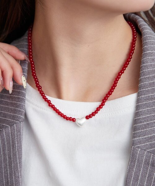 mystic（ミスティック）の「ハートビーズネックレス（リング・レディース・レッド/ブラック・ONE SIZE）」の6枚目の写真