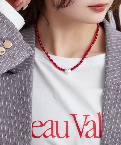 mystic（ミスティック）の「ハートビーズネックレス（リング・レディース・レッド/ブラック・ONE SIZE）」の8枚目の写真