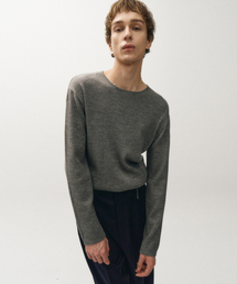 NOIRER（ノイア）の「マイクロリブドスクエアネックニット（グレー）（ニット/セーター）」