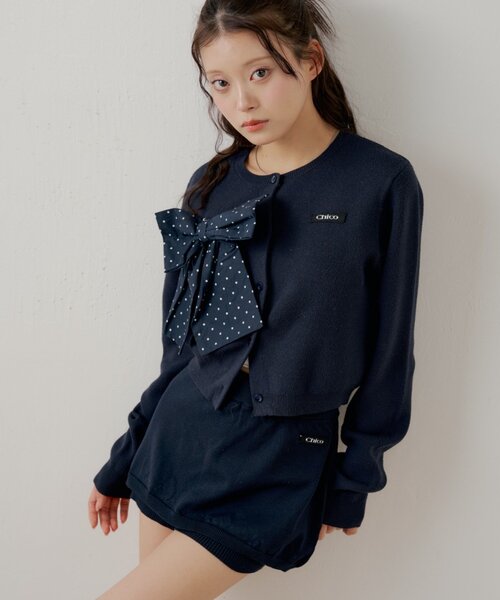 Chico（チコ）の「【セットアップ対応】レイヤードニットミニスカパン / WEB限定カラーあり（スカート・レディース・ネイビー/ベージュ/グレー/ブラック・MEDIUM/SMALL）」の5枚目の写真