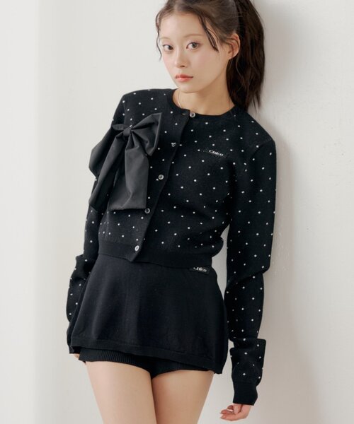 Chico（チコ）の「【セットアップ対応】レイヤードニットミニスカパン / WEB限定カラーあり（スカート・レディース・ネイビー/ベージュ/グレー/ブラック・MEDIUM/SMALL）」の12枚目の写真