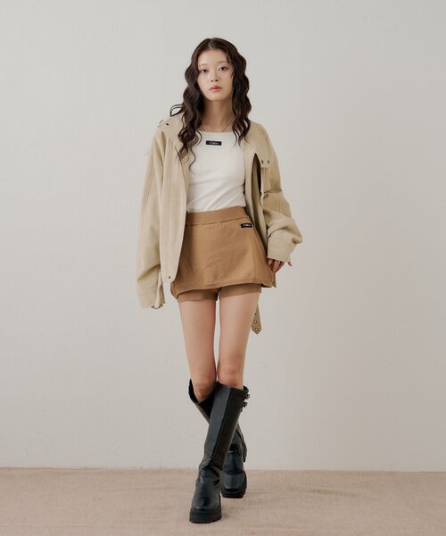 Chico（チコ）の「【セットアップ対応】レイヤードニットミニスカパン / WEB限定カラーあり（スカート・レディース・ネイビー/ベージュ/グレー/ブラック・MEDIUM/SMALL）」の16枚目の写真