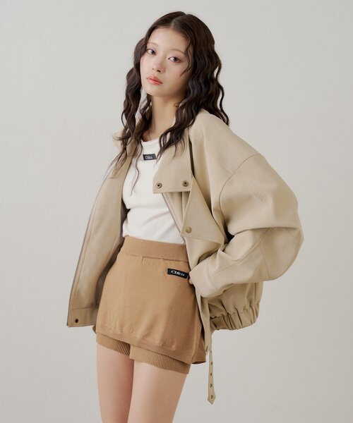 Chico（チコ）の「【セットアップ対応】レイヤードニットミニスカパン / WEB限定カラーあり（スカート・レディース・ネイビー/ベージュ/グレー/ブラック・MEDIUM/SMALL）」の17枚目の写真