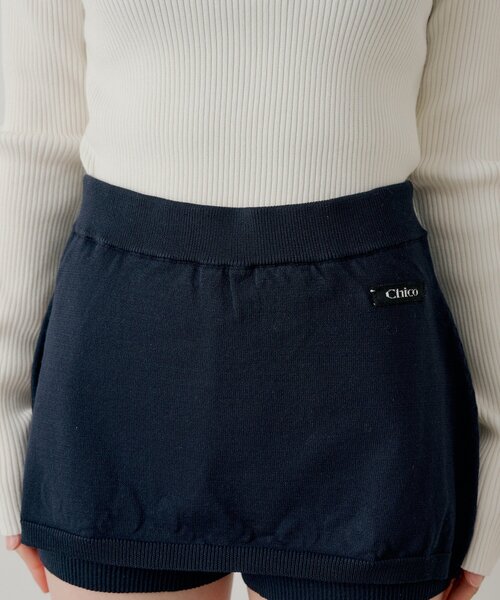 Chico（チコ）の「【セットアップ対応】レイヤードニットミニスカパン / WEB限定カラーあり（スカート・レディース・ネイビー/ベージュ/グレー/ブラック・MEDIUM/SMALL）」の21枚目の写真