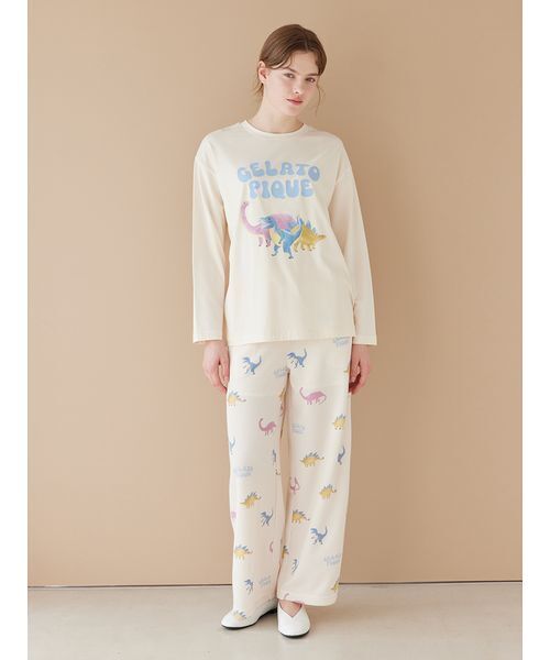 gelato piqué タグ付新品未使用　星柄ワッフルロングパンツ、ワンピース ダイナソー柄ワッフルロングパンツ（ルームウェア/パジャマ）｜gelato