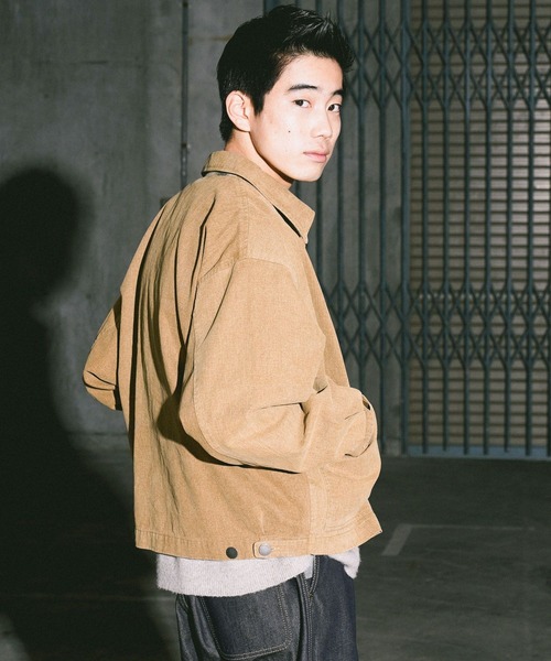 niko and...（ニコアンド）の「ビンテージ加工ワークジャケット（ブルゾン・メンズ・ベージュ/チャコール・MEDIUM/LARGE）」の11枚目の写真