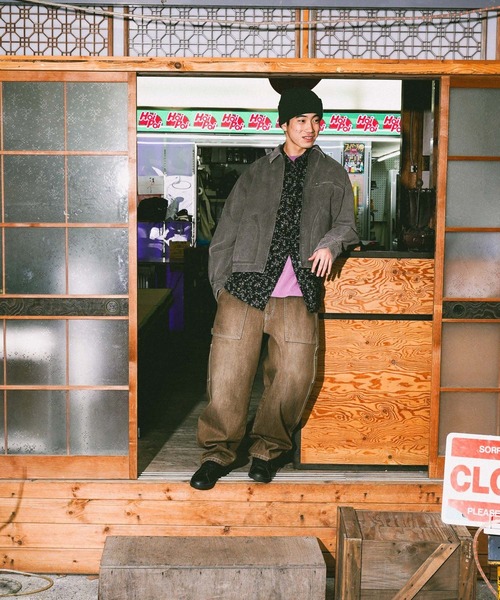 niko and...（ニコアンド）の「ビンテージ加工ワークジャケット（ブルゾン・メンズ・ベージュ/チャコール・MEDIUM/LARGE）」の3枚目の写真