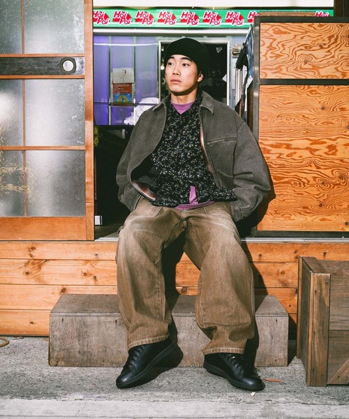 niko and...（ニコアンド）の「ビンテージ加工ワークジャケット（ブルゾン・メンズ・ベージュ/チャコール・MEDIUM/LARGE）」の6枚目の写真