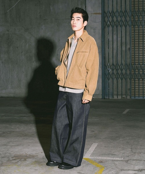 niko and...（ニコアンド）の「ビンテージ加工ワークジャケット（ブルゾン・メンズ・ベージュ/チャコール・MEDIUM/LARGE）」の8枚目の写真