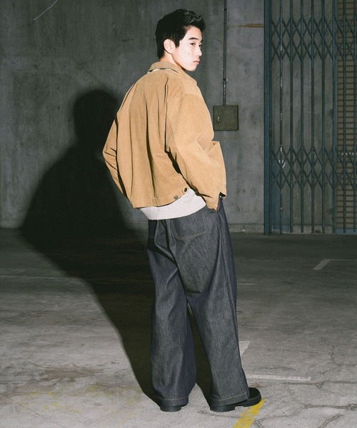 niko and...（ニコアンド）の「ビンテージ加工ワークジャケット（ブルゾン・メンズ・ベージュ/チャコール・MEDIUM/LARGE）」の9枚目の写真