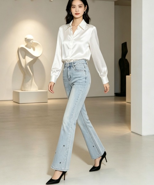 gossip!ロサンゼルス(ゴシップロサンゼルス)の「ストレッチ ブーツカットデニムパンツ(デニムパンツ・レディース・ライトブルー・M/S)」の19枚目の写真