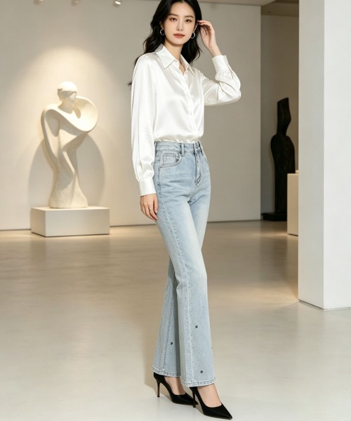 gossip!ロサンゼルス(ゴシップロサンゼルス)の「ストレッチ ブーツカットデニムパンツ(デニムパンツ・レディース・ライトブルー・M/S)」の20枚目の写真