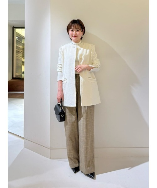 allureville(アルアバイル)の「ディープタックチェックパンツ(スラックス・レディース・ブラウン系その他/ブラック系その他・1/2)」の3枚目の写真